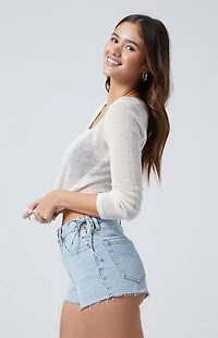 Pacsun Light Indigo Lace Up Side High Waisted Denim Festival Shorts