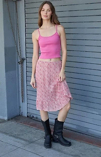 John Galt Pink Skylar Ribbed Cropped Tank Top