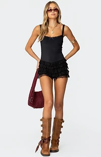 Edikted Lacey Ruffled Romper