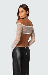 Edikted Sainty Sheer Lace Crop Top