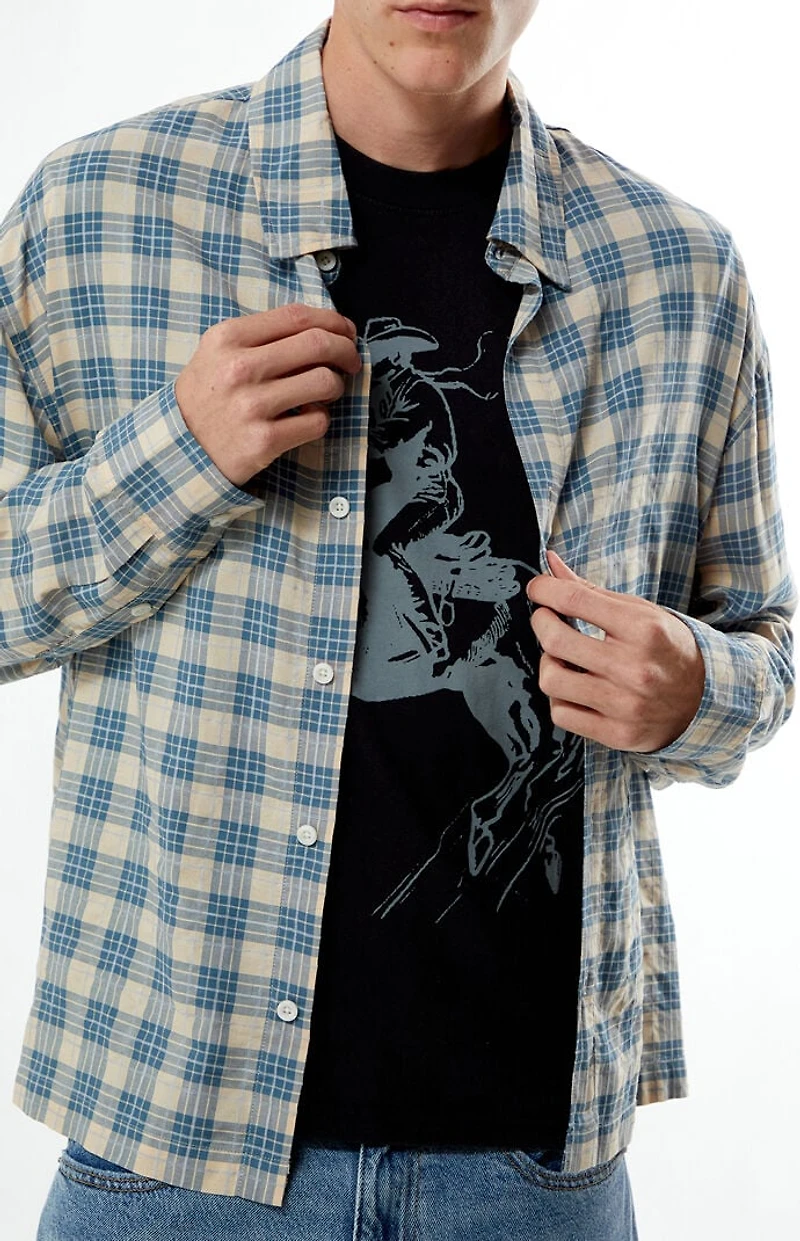 Pacsun Plaid Cropped Flannel Long Sleeve Shirt