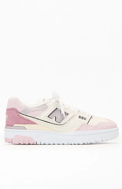 New Balance Pink & White 550 Sneakers
