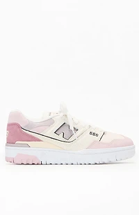 New Balance Pink & White 550 Sneakers