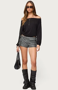 Edikted Houston Faux Leather Cargo Shorts