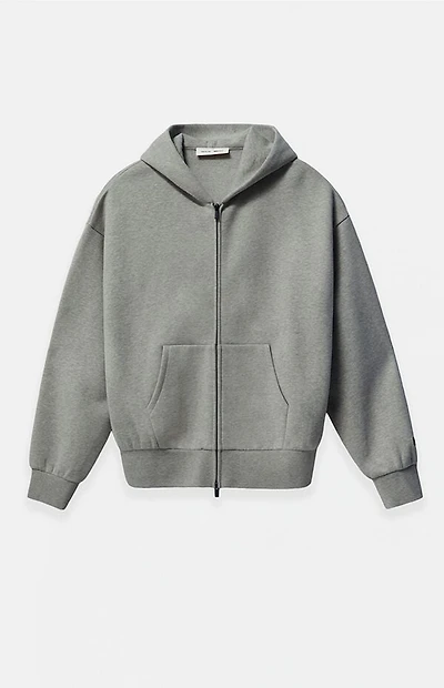 Fear of God ESSENTIALS Concrete Heather Classic Fleece Zip Up Hoodie
