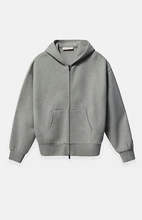 Fear of God ESSENTIALS Concrete Heather Classic Fleece Zip Up Hoodie
