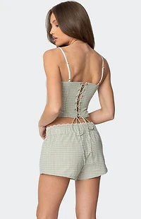Edikted Lenorah Layered Plaid Corset