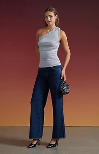 Third Charm Callie One Shoulder Buckle Tube Top