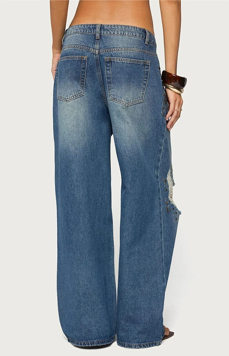 Edikted Eunia Studded Low Rise Baggy Jeans
