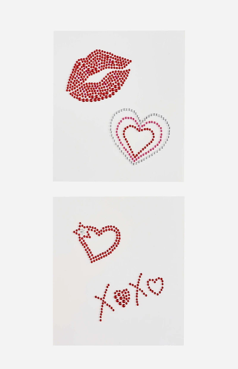 NEVER HAVE I EVER XOXO Kisses Rhinestone Temporary Tattoo Set