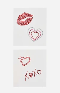 NEVER HAVE I EVER XOXO Kisses Rhinestone Temporary Tattoo Set