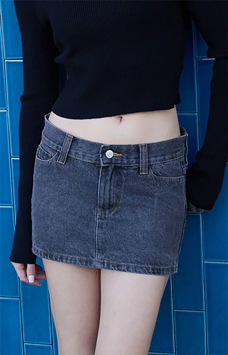John Galt Gray Malia Denim Mini Skirt