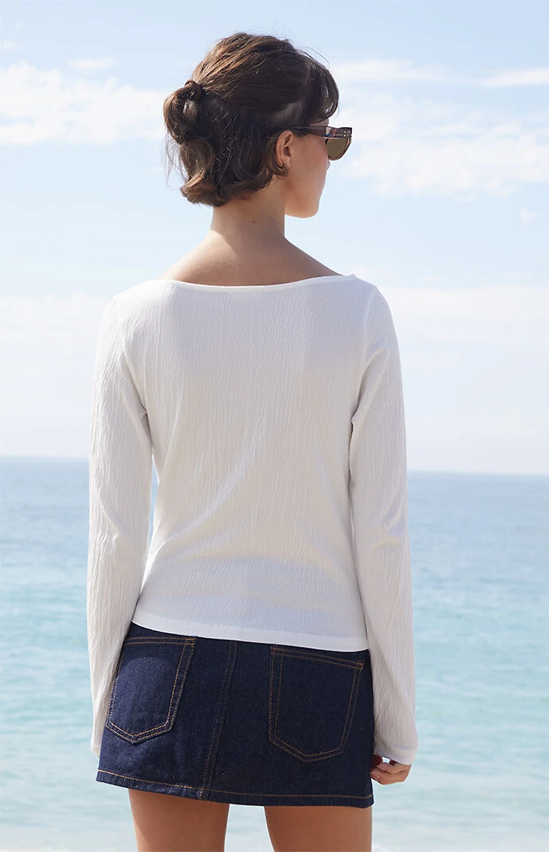 John Galt White Martha Crinkle Sweater