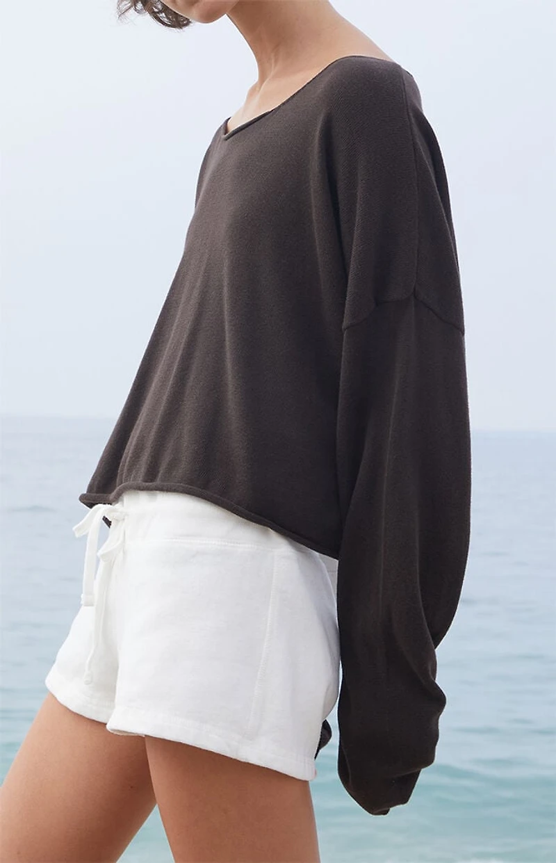 John Galt Brown Cameron Cropped Sweater