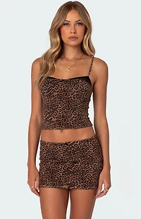 Edikted Edin Leopard Print Mesh Bra Top