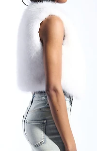 AZALEA WANG Meela White Faux Fur Vest