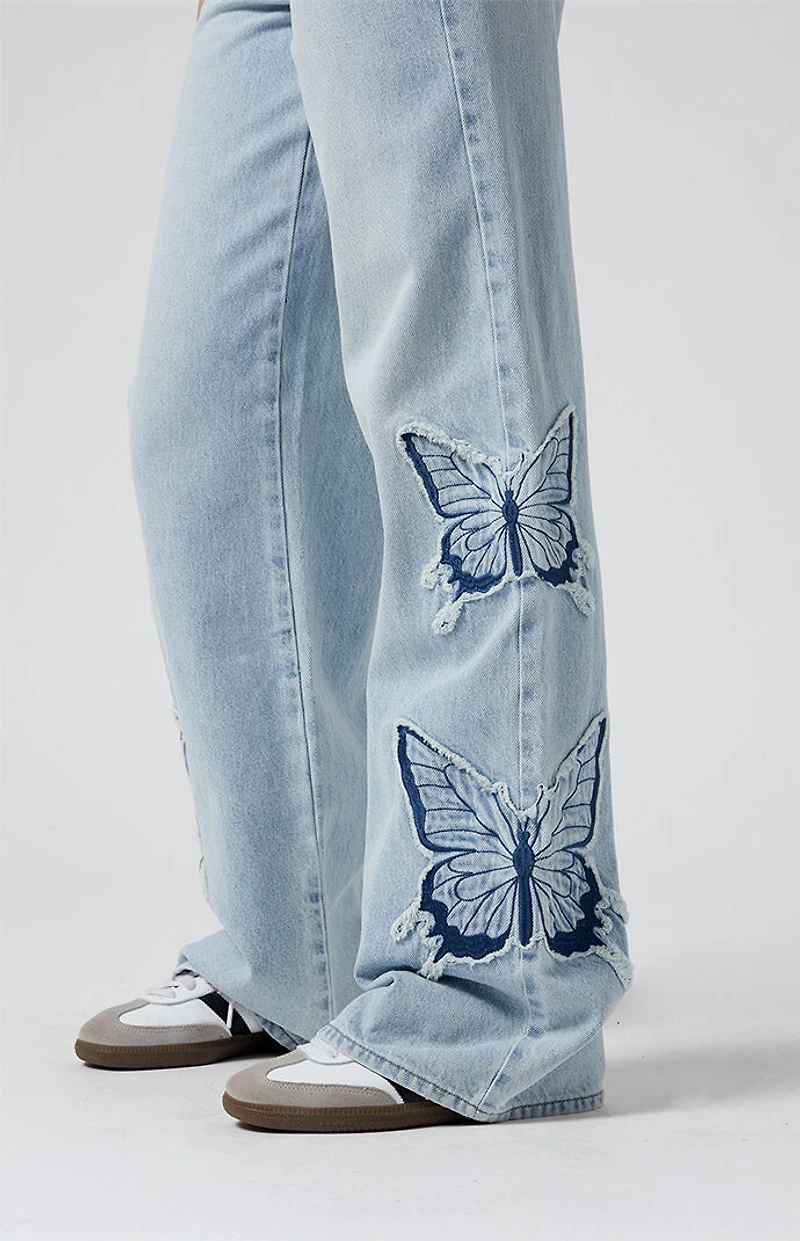 Pacsun Casey Low Rise Baggy Jeans Butterfly Light Indigo