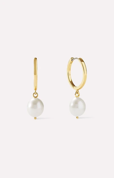 Ana Luisa Medium Frida Pearl Hoop Earrings