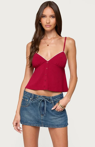 Edikted Kellyn Button Contrast Babydoll Top