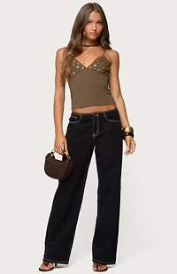 Edikted Nora Buttons V Neck Tank Top