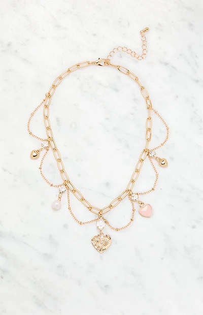 LA Hearts Karina Gold Charm Necklace
