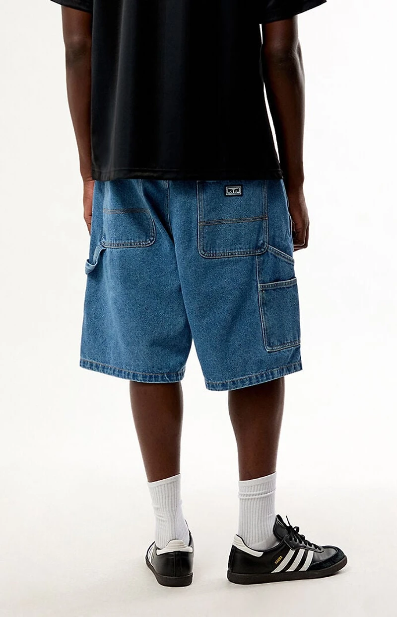 Obey Medium Blue Bigwig Baggy Jean Shorts