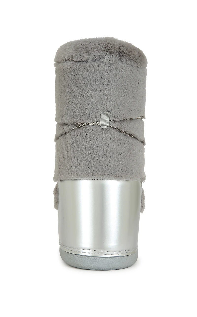 AZALEA WANG Women's Karmela Silver Flatform Snow Booties