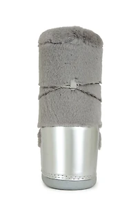 AZALEA WANG Women's Karmela Silver Flatform Snow Booties