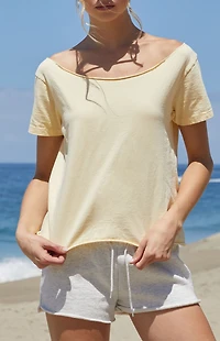 John Galt Yellow Robyn Off-The-Shoulder Short Sleeve Top