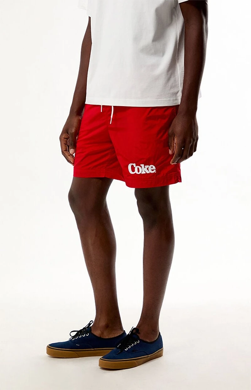Coca Cola by Pacsun Retro Logo 6.5" Swim Trunks