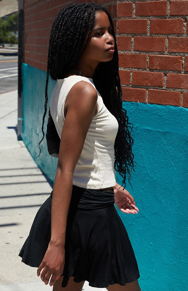 John Galt Black Ruched Mini Skirt