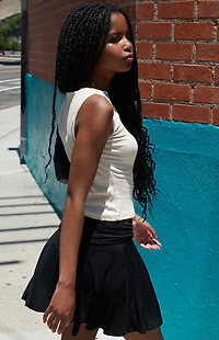 John Galt Black Ruched Mini Skirt