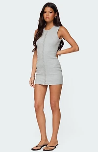 Edikted Rey Button Up Ribbed Mini Dress