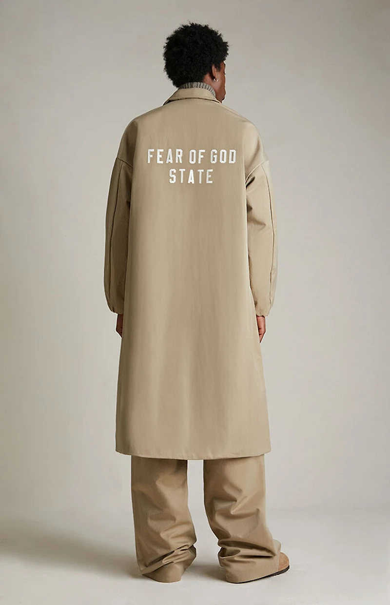 Fear of God ESSENTIALS Desert Sand Textured Nylon Trench Coat