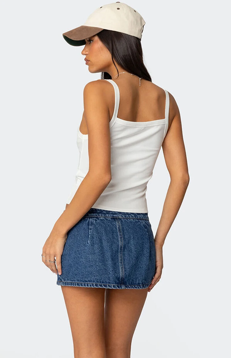 Edikted Harpa Gingham Bow Tank Top