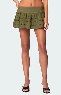 Edikted Fluer Ruffled Eyelet Mini Skirt