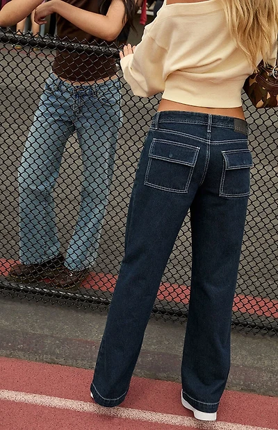 Pacsun Casey Low Rise Baggy Jeans Contrast Stitch Rinse Denim