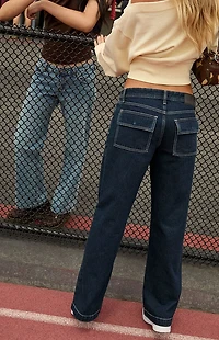 Pacsun Casey Low Rise Baggy Jeans Contrast Stitch Rinse Denim