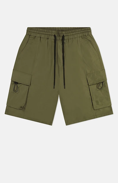 WeSC Olive Nylon Wind Cargo Shorts