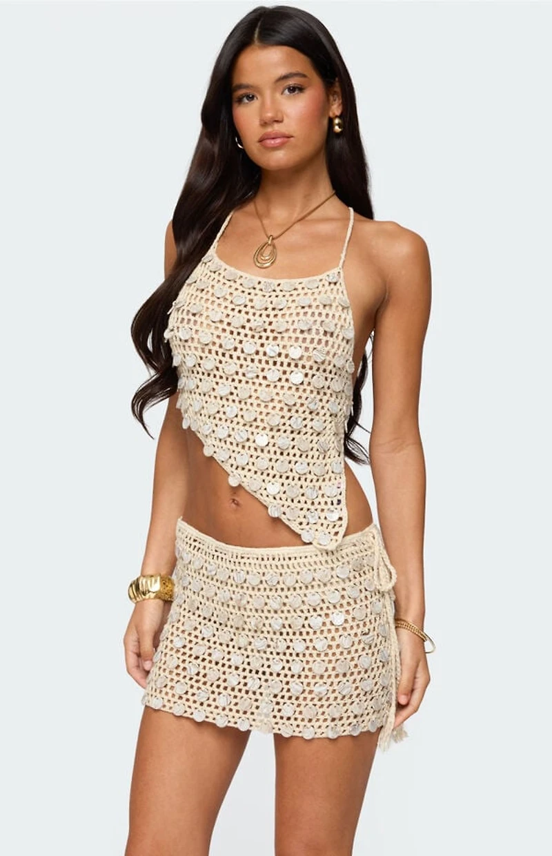 Edikted Alora Iridescent Crochet Top