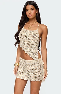 Edikted Alora Iridescent Crochet Top