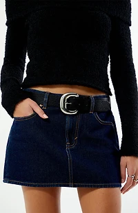 Pacsun Faux Leather Half Moon Metal Buckle Belt
