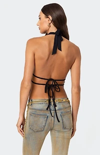 Edikted Luma Split Front Backless Halter Top