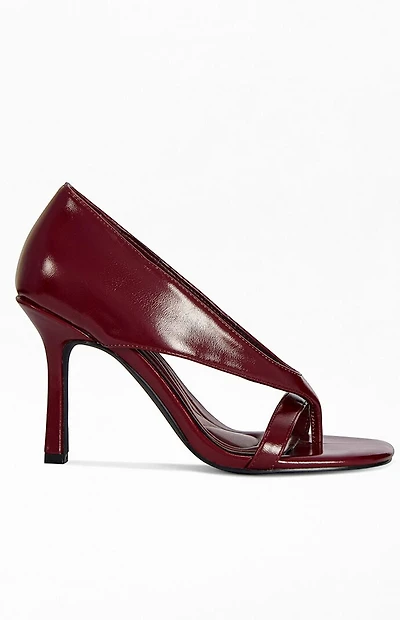 AZALEA WANG Women's Secret Burgundy Stiletto Sandals