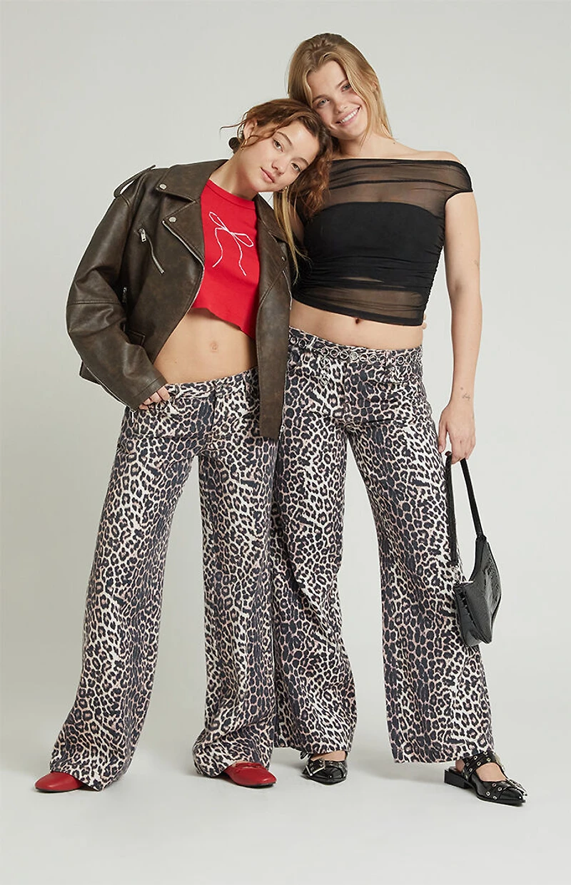 Pacsun Casey Low Rise Baggy Jeans Leopard