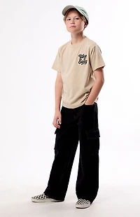 Pacsun Kids Baggy Jeans Frayed Cargo Black Wash