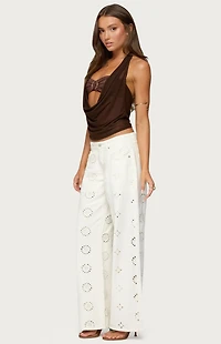 Edikted Eyelet Low Rise Wide Leg Jeans