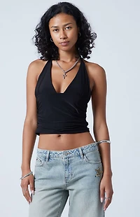 Third Charm Blair Deep V Halter Top