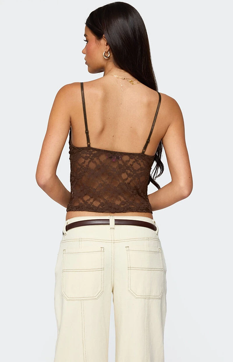 Edikted Sheer Lace Cut Out Tank Top
