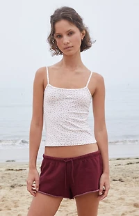 John Galt Skylar White Floral Cropped Tank Top